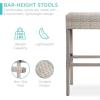imageBest Choice Products 5Piece Outdoor Wicker Bar Table Set for Patio Poolside Backyard wBuiltin Bottle Opener Hidden Storage Shelf Metal Tabletop 4 Stools  BrownGrey