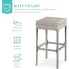 imageBest Choice Products 5Piece Outdoor Wicker Bar Table Set for Patio Poolside Backyard wBuiltin Bottle Opener Hidden Storage Shelf Metal Tabletop 4 Stools  BrownGrey