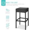 imageBest Choice Products 5Piece Outdoor Wicker Bar Table Set for Patio Poolside Backyard wBuiltin Bottle Opener Hidden Storage Shelf Metal Tabletop 4 Stools  BrownBlack