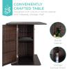 imageBest Choice Products 5Piece Outdoor Wicker Bar Table Set for Patio Poolside Backyard wBuiltin Bottle Opener Hidden Storage Shelf Metal Tabletop 4 Stools  BrownBrown