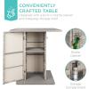 imageBest Choice Products 5Piece Outdoor Wicker Bar Table Set for Patio Poolside Backyard wBuiltin Bottle Opener Hidden Storage Shelf Metal Tabletop 4 Stools  BrownGrey