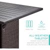 imageBest Choice Products 5Piece Outdoor Wicker Bar Table Set for Patio Poolside Backyard wBuiltin Bottle Opener Hidden Storage Shelf Metal Tabletop 4 Stools  BrownBrown