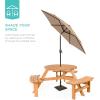imageBest Choice Products 6Person Circular Outdoor Wooden Picnic Table for Patio Backyard Garden DIY w 3 Builtin Benches 500lb Capacity  NaturalNatural