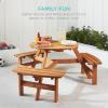 imageBest Choice Products 6Person Circular Outdoor Wooden Picnic Table for Patio Backyard Garden DIY w 3 Builtin Benches 500lb Capacity  NaturalNatural