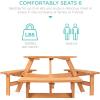 imageBest Choice Products 6Person Circular Outdoor Wooden Picnic Table for Patio Backyard Garden DIY w 3 Builtin Benches 500lb Capacity  NaturalNatural