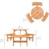 imageBest Choice Products 6Person Circular Outdoor Wooden Picnic Table for Patio Backyard Garden DIY w 3 Builtin Benches 500lb Capacity  NaturalNatural
