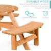 imageBest Choice Products 6Person Circular Outdoor Wooden Picnic Table for Patio Backyard Garden DIY w 3 Builtin Benches 500lb Capacity  NaturalNatural