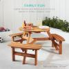 imageBest Choice Products 6Person Circular Outdoor Wooden Picnic Table for Patio Backyard Garden DIY w 3 Builtin Benches 500lb Capacity  NaturalWalnut Brown
