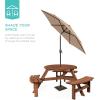 imageBest Choice Products 6Person Circular Outdoor Wooden Picnic Table for Patio Backyard Garden DIY w 3 Builtin Benches 500lb Capacity  NaturalWalnut Brown
