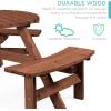 imageBest Choice Products 6Person Circular Outdoor Wooden Picnic Table for Patio Backyard Garden DIY w 3 Builtin Benches 500lb Capacity  NaturalWalnut Brown