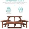 imageBest Choice Products 6Person Circular Outdoor Wooden Picnic Table for Patio Backyard Garden DIY w 3 Builtin Benches 500lb Capacity  NaturalWalnut Brown