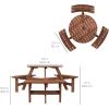 imageBest Choice Products 6Person Circular Outdoor Wooden Picnic Table for Patio Backyard Garden DIY w 3 Builtin Benches 500lb Capacity  NaturalWalnut Brown