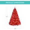 imageBest Choice Products 6ft PreLit Christmas Tree Premium Hinged Artificial Pine Lighted Holiday Tree for Home Office w 1000 Branch Tips 250 Lights Metal Hinges Foldable BaseRed