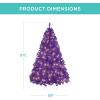 imageBest Choice Products 6ft PreLit Christmas Tree Premium Hinged Artificial Pine Lighted Holiday Tree for Home Office w 1000 Branch Tips 250 Lights Metal Hinges Foldable BasePurple