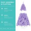 imageBest Choice Products 6ft PreLit Christmas Tree Premium Hinged Artificial Pine Lighted Holiday Tree for Home Office w 1000 Branch Tips 250 Lights Metal Hinges Foldable BaseLavender