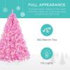 imageBest Choice Products 6ft PreLit Christmas Tree Premium Hinged Artificial Pine Lighted Holiday Tree for Home Office w 1000 Branch Tips 250 Lights Metal Hinges Foldable BasePink