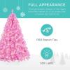 imageBest Choice Products 6ft PreLit Christmas Tree Premium Hinged Artificial Pine Lighted Holiday Tree for Home Office w 1000 Branch Tips 250 Lights Metal Hinges Foldable BasePink