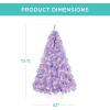 imageBest Choice Products 6ft PreLit Christmas Tree Premium Hinged Artificial Pine Lighted Holiday Tree for Home Office w 1000 Branch Tips 250 Lights Metal Hinges Foldable BaseLavender