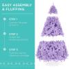 imageBest Choice Products 6ft PreLit Christmas Tree Premium Hinged Artificial Pine Lighted Holiday Tree for Home Office w 1000 Branch Tips 250 Lights Metal Hinges Foldable BaseLavender