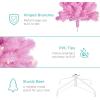imageBest Choice Products 6ft PreLit Christmas Tree Premium Hinged Artificial Pine Lighted Holiday Tree for Home Office w 1000 Branch Tips 250 Lights Metal Hinges Foldable BasePink
