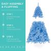 imageBest Choice Products 6ft PreLit Christmas Tree Premium Hinged Artificial Pine Lighted Holiday Tree for Home Office w 1000 Branch Tips 250 Lights Metal Hinges Foldable BaseBaby Blue