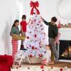 imageBest Choice Products 6ft PreLit Christmas Tree Premium Hinged Artificial Pine Lighted Holiday Tree for Home Office w 1000 Branch Tips 250 Lights Metal Hinges Foldable BaseWhite