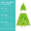 imageBest Choice Products 6ft PreLit Christmas Tree Premium Hinged Artificial Pine Lighted Holiday Tree for Home Office w 1000 Branch Tips 250 Lights Metal Hinges Foldable BaseLime Green