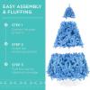 imageBest Choice Products 6ft PreLit Christmas Tree Premium Hinged Artificial Pine Lighted Holiday Tree for Home Office w 1000 Branch Tips 250 Lights Metal Hinges Foldable BaseBaby Blue