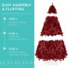 imageBest Choice Products 6ft PreLit Christmas Tree Premium Hinged Artificial Pine Lighted Holiday Tree for Home Office w 1000 Branch Tips 250 Lights Metal Hinges Foldable BaseBurgundy