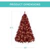 imageBest Choice Products 6ft PreLit Christmas Tree Premium Hinged Artificial Pine Lighted Holiday Tree for Home Office w 1000 Branch Tips 250 Lights Metal Hinges Foldable BaseBurgundy