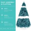 imageBest Choice Products 6ft PreLit Christmas Tree Premium Hinged Artificial Pine Lighted Holiday Tree for Home Office w 1000 Branch Tips 250 Lights Metal Hinges Foldable BasePeacock Blue