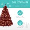 imageBest Choice Products 6ft PreLit Christmas Tree Premium Hinged Artificial Pine Lighted Holiday Tree for Home Office w 1000 Branch Tips 250 Lights Metal Hinges Foldable BaseBurgundy