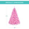 imageBest Choice Products 6ft PreLit Christmas Tree Premium Hinged Artificial Pine Lighted Holiday Tree for Home Office w 1000 Branch Tips 250 Lights Metal Hinges Foldable BasePink