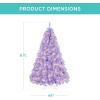 imageBest Choice Products 6ft PreLit Christmas Tree Premium Hinged Artificial Pine Lighted Holiday Tree for Home Office w 1000 Branch Tips 250 Lights Metal Hinges Foldable BaseLavender