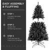 imageBest Choice Products 6ft PreLit Christmas Tree Premium Hinged Artificial Pine Lighted Holiday Tree for Home Office w 1000 Branch Tips 250 Lights Metal Hinges Foldable BaseBlack