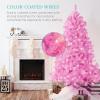 imageBest Choice Products 6ft PreLit Christmas Tree Premium Hinged Artificial Pine Lighted Holiday Tree for Home Office w 1000 Branch Tips 250 Lights Metal Hinges Foldable BasePink