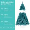 imageBest Choice Products 6ft PreLit Christmas Tree Premium Hinged Artificial Pine Lighted Holiday Tree for Home Office w 1000 Branch Tips 250 Lights Metal Hinges Foldable BasePeacock Blue