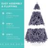 imageBest Choice Products 6ft PreLit Christmas Tree Premium Hinged Artificial Pine Lighted Holiday Tree for Home Office w 1000 Branch Tips 250 Lights Metal Hinges Foldable BaseCharcoal Gray