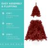 imageBest Choice Products 6ft PreLit Christmas Tree Premium Hinged Artificial Pine Lighted Holiday Tree for Home Office w 1000 Branch Tips 250 Lights Metal Hinges Foldable BaseBurgundy