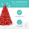 imageBest Choice Products 6ft PreLit Christmas Tree Premium Hinged Artificial Pine Lighted Holiday Tree for Home Office w 1000 Branch Tips 250 Lights Metal Hinges Foldable BaseRed
