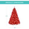 imageBest Choice Products 6ft PreLit Christmas Tree Premium Hinged Artificial Pine Lighted Holiday Tree for Home Office w 1000 Branch Tips 250 Lights Metal Hinges Foldable BaseRed