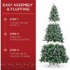 imageBest Choice Products 6ft PreLit PreDecorated Pine Hinged Artificial Christmas Tree w 1000 Flocked Frosted Tips 59 Pine Cones 250 Lights Metal Base9ft