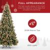 imageBest Choice Products 6ft PreLit PreDecorated Pine Hinged Artificial Christmas Tree w 1000 Flocked Frosted Tips 59 Pine Cones 250 Lights Metal Base9ft