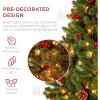 imageBest Choice Products 6ft PreLit PreDecorated Spruce Hinged Artificial Christmas Tree w 798 Tips Pinecones Berries 250 Lights Metal Base12ft