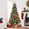 imageBest Choice Products 6ft PreLit PreDecorated Spruce Hinged Artificial Christmas Tree w 798 Tips Pinecones Berries 250 Lights Metal Base12ft
