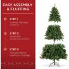 imageBest Choice Products 6ft PreLit PreDecorated Spruce Hinged Artificial Christmas Tree w 798 Tips Pinecones Berries 250 Lights Metal Base75ft