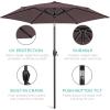 imageBest Choice Products 75ft HeavyDuty Round Outdoor Market Table Patio Umbrella wSteel Pole Push Button Tilt Easy Crank Lift  Sky BlueDeep Taupe