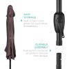imageBest Choice Products 75ft HeavyDuty Round Outdoor Market Table Patio Umbrella wSteel Pole Push Button Tilt Easy Crank Lift  Sky BlueDeep Taupe