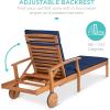 imageBest Choice Products 79x26in Acacia Wood Chaise Lounge Chair Recliner Outdoor Furniture for Patio Poolside wSlideOut Side Table FoamPadded Cushion Adjustable Backrest Wheels  CreamNavy Blue