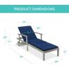 imageBest Choice Products 79x26in Acacia Wood Chaise Lounge Chair Recliner Outdoor Furniture for Patio Poolside wSlideOut Side Table FoamPadded Cushion Adjustable Backrest Wheels  CreamGrayNavy